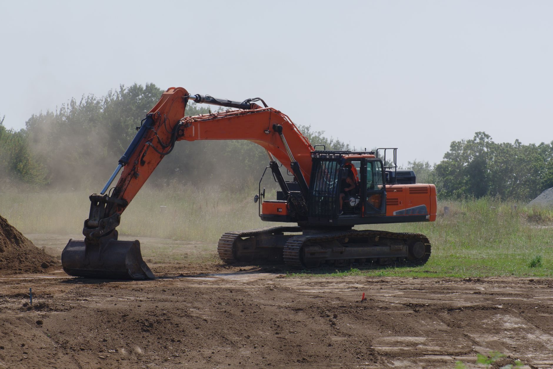 Excavation and grading of a building site