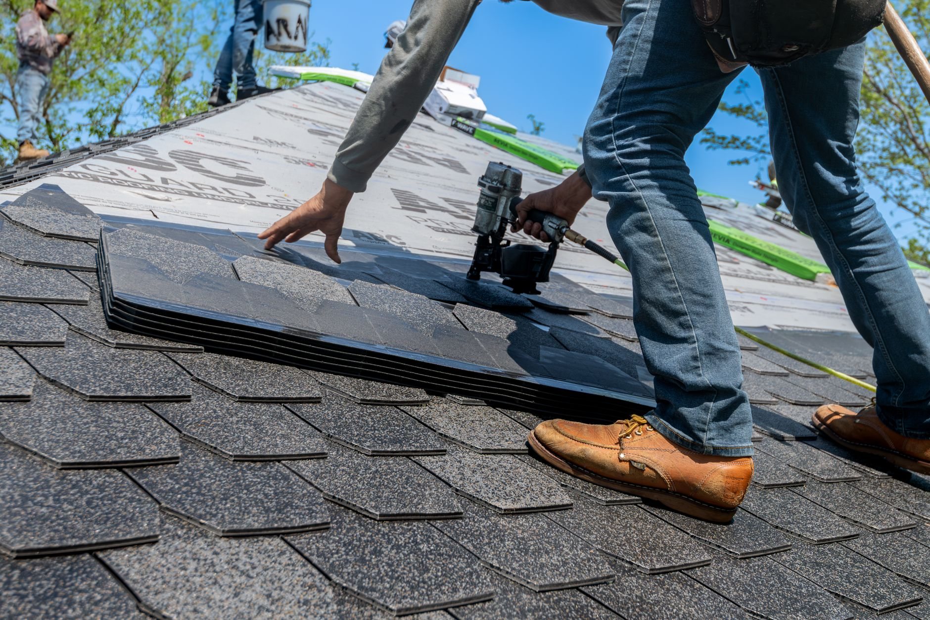 Installing asphalt shingles on a pitched roof