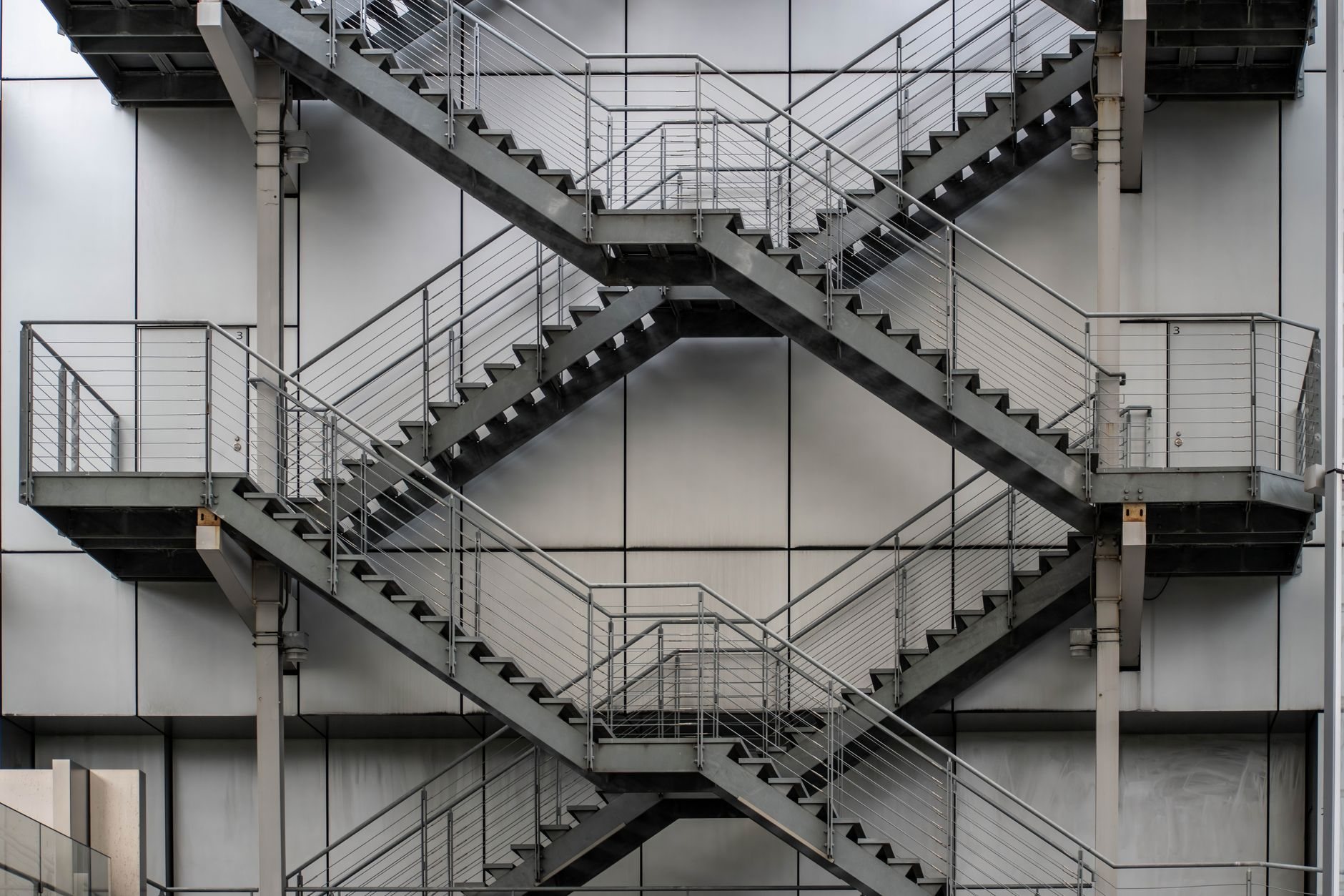 Fabricated steel railing installed on a staircase