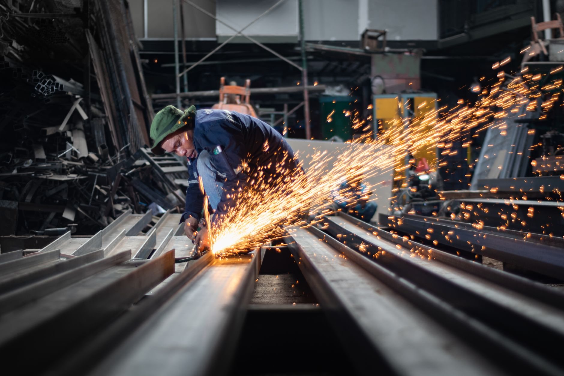 Welding a structural steel beam connection