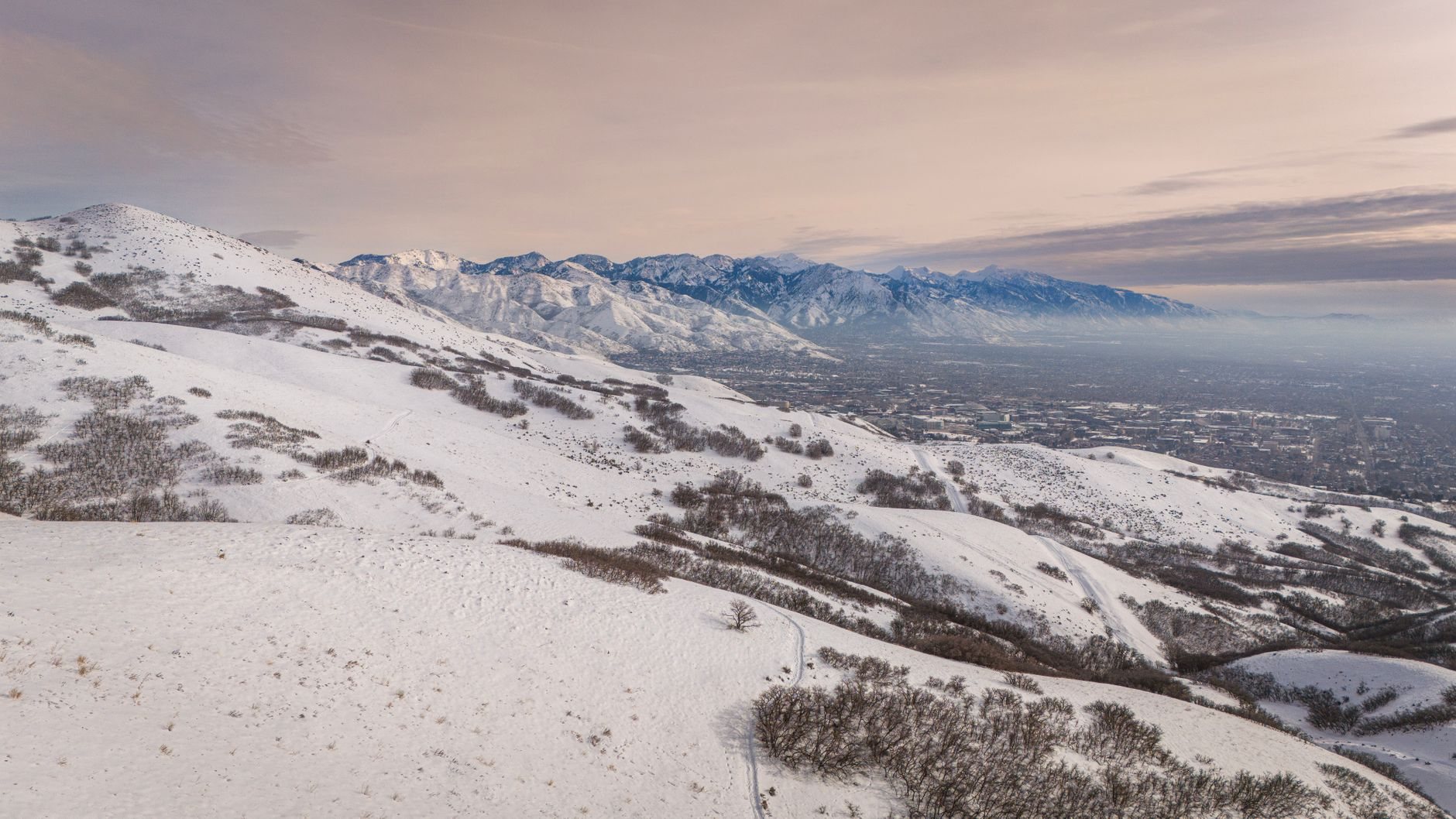 Salt Lake Valley landscape near Murray, Utah with the Wasatch Range beyond