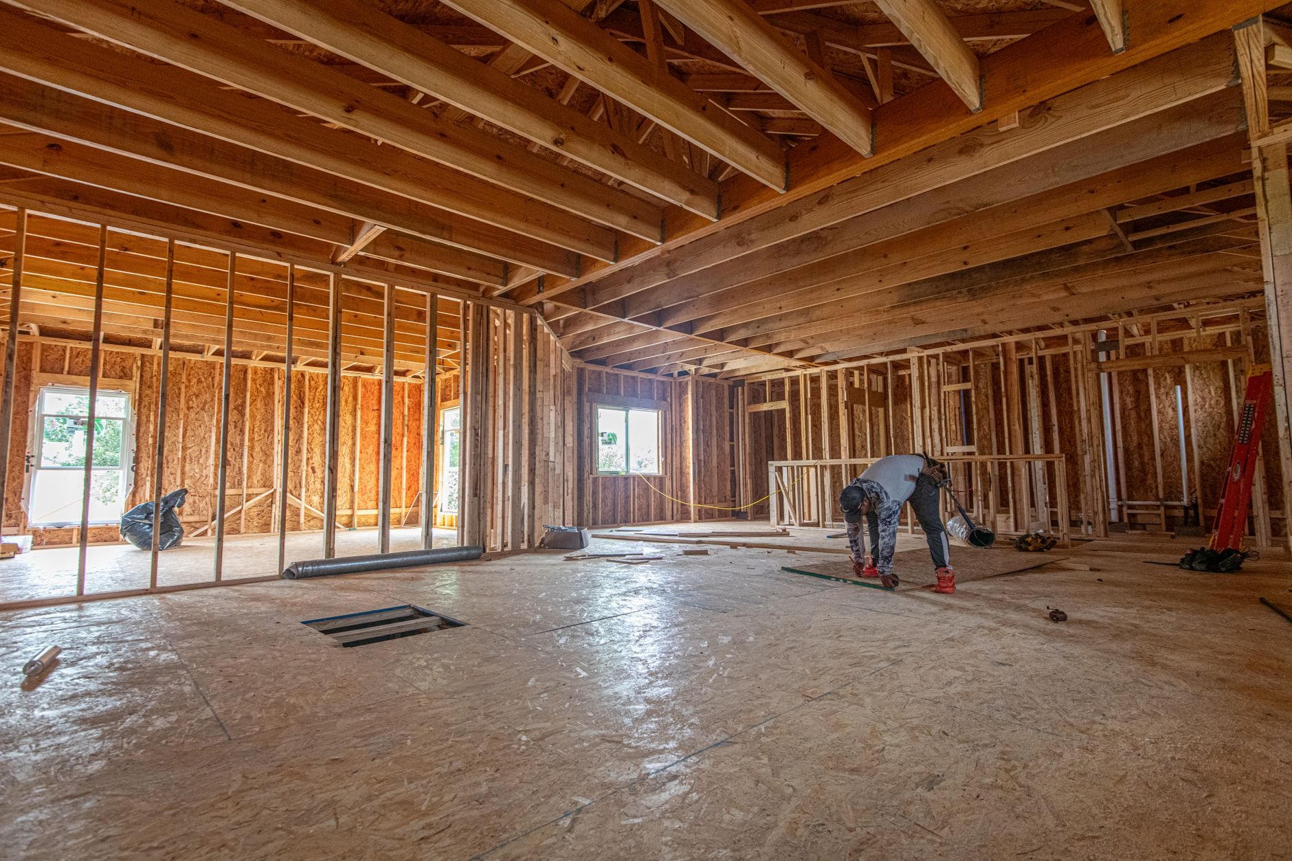 Wood framing of a new home under construction along the Wasatch Front