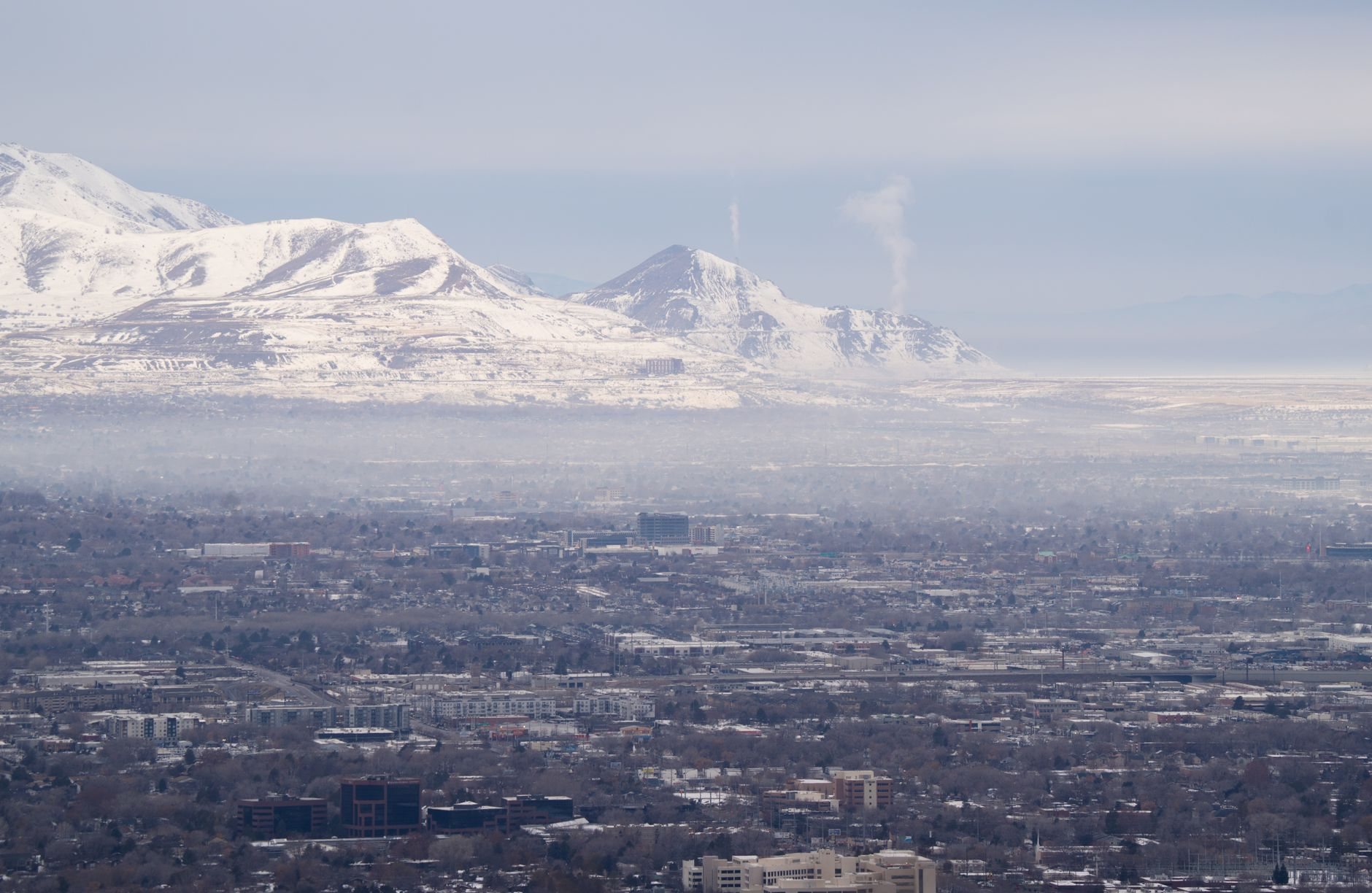View across a Wasatch Front valley toward the mountains