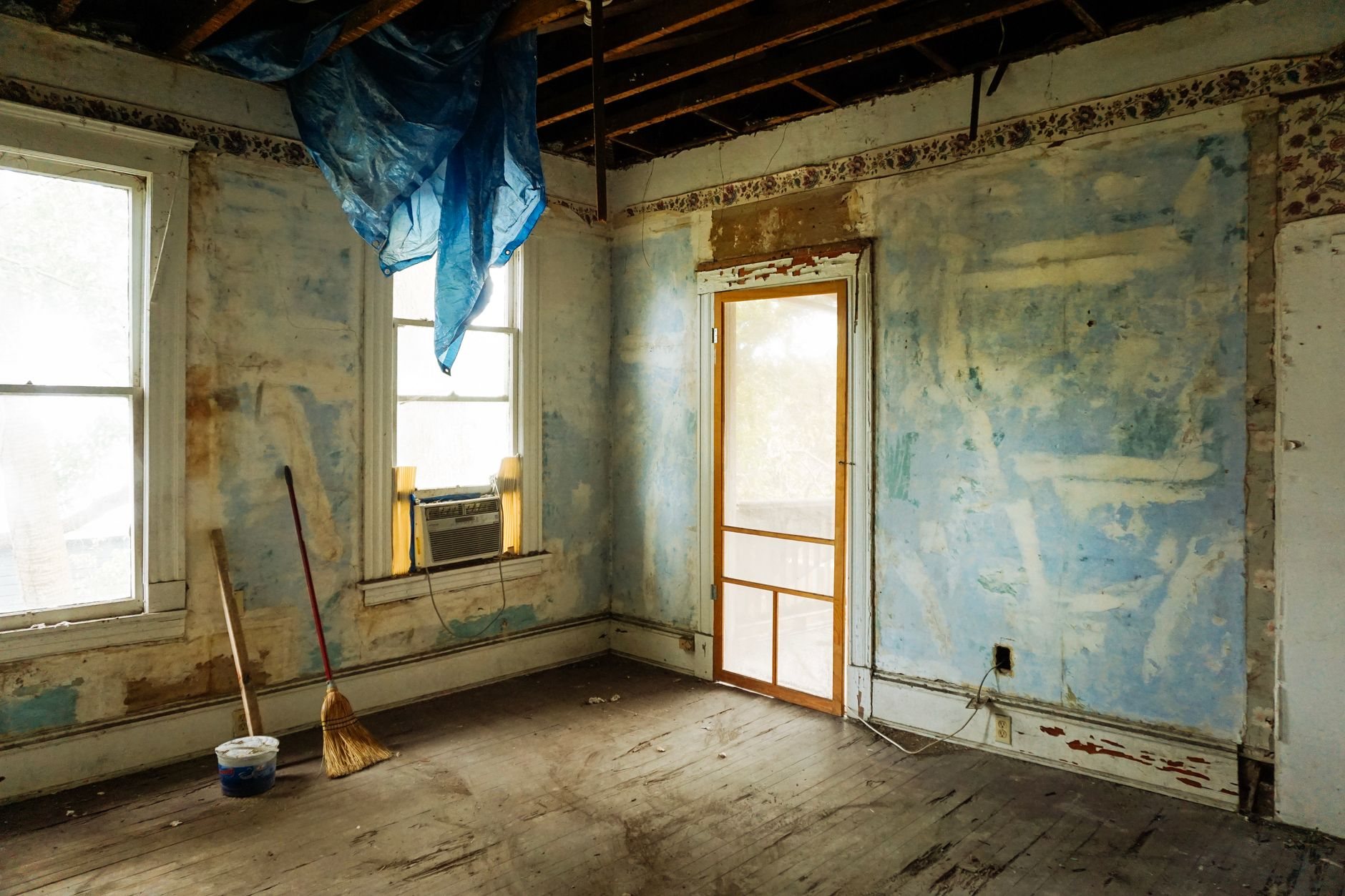 Whole-home renovation stripped to framing